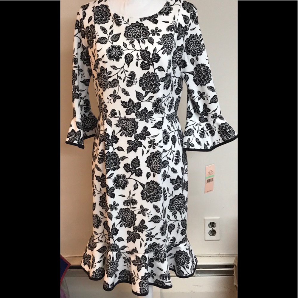 NWT NANETTE LEPORE Black and white floral dress
